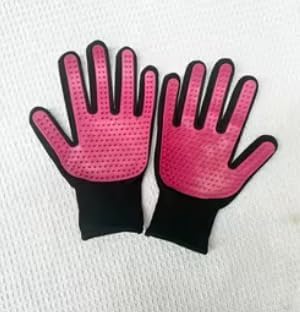 180 Nail Pet Cleaning Supplies Hair Removal Brush Rolled Cat Gloves True Bath Massage Comb Pet Gloves (1 Pair) (pink)