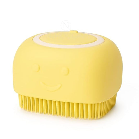 Dog Bath Brush with Shampoo Dispenser – Silicone Pet Grooming Scrubber for Dogs & Cats, Deep Clean + Massage, Easy-Grip Rubber Handle – Pet Shower Tool for Long & Short Hair