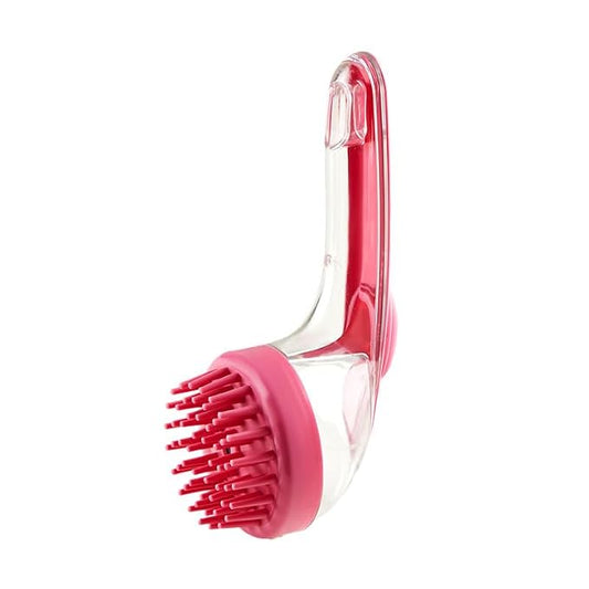 Dog Bath Brush with Shampoo Dispenser Silicone Pet Washing Scrubber & Massage Comb with Extended Handle, Soft Thick or Fine Bristles Grooming Supplies for Dogs & Cats