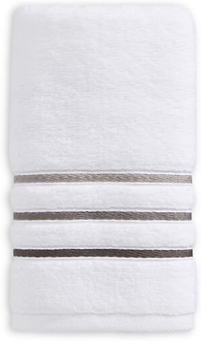 Bath Towels Set for Bathroom – Luxury 6-Piece Cotton Towels, Soft Absorbent & Quick Dry, 600 GSM Bath Towels for Bathroom, Hotel Spa Quality (2 Bath, 2 Hand, 2 Washcloths, White Grey Charcoal Stripe)