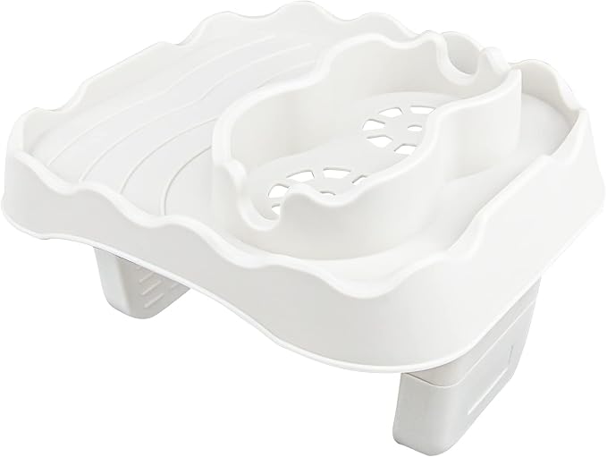 Hot Tub Side Table Tray with 2 Cup Holders, Foldable Drink Holder and Snacks Tray Outdoor Hot Tub Accessories for Inflatable Spa/Pool/Bathtub (Beige)