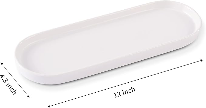 Ceramic Sink Tray, Suit for Bathroom Counter, Bathtub, Cosmetics Dish, Candle, Perfume Shampoo Liquid Soap Tray Simple Style Design Suit for Bathroom and Kitchen (2pcs White)