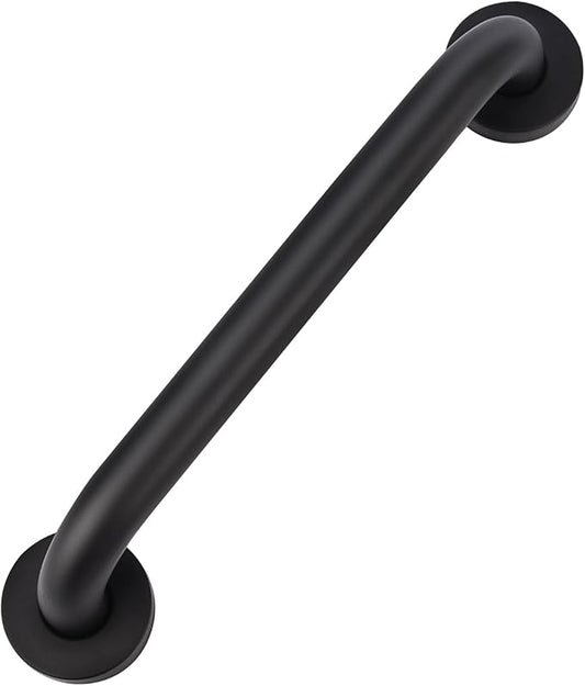 supregear Grab Bars for Wall, Bathroom Shower Handle for Seniors, 1 Inch Diameter 201 Stainless Steel Safety Hand Rail, Wall Mounted Toilet Bathtub Support, Black Finish, 12 Inch