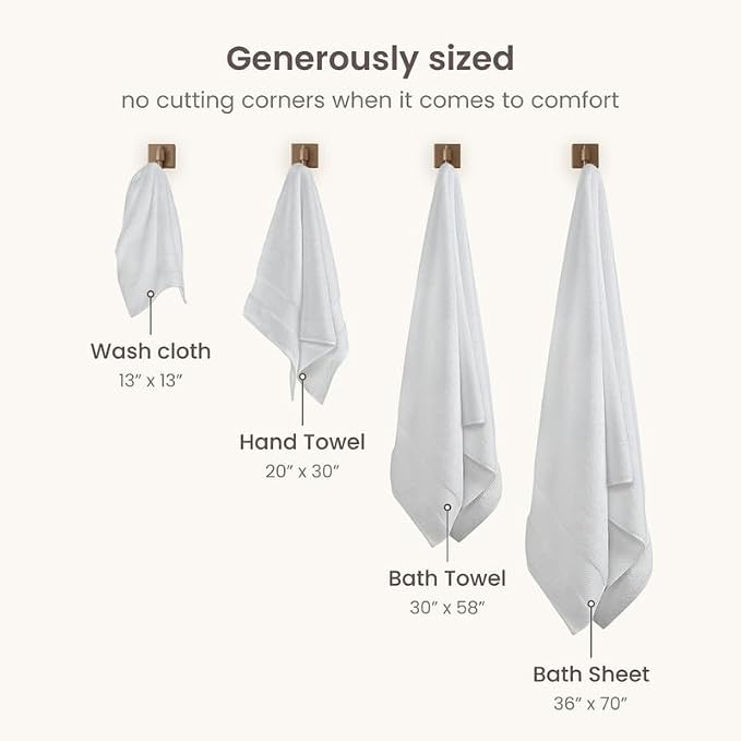 BIOWEAVES 100% Organic Cotton Bath Sheet Set of 2 | Soft Oversized Bath Towels | 700 GSM Premium Bath Towel Sheet Set GOTS Certified - White