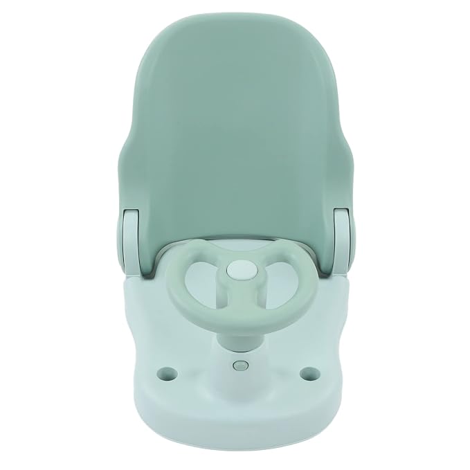 Matybobe Baby Bath Seat Baby Bath Chair Infant Bathtub Seat Slip Safety Shower Chair Adjustable Suction Cups Small Car Shape Steering Wheel Armrest for Infant Toddl (Green)