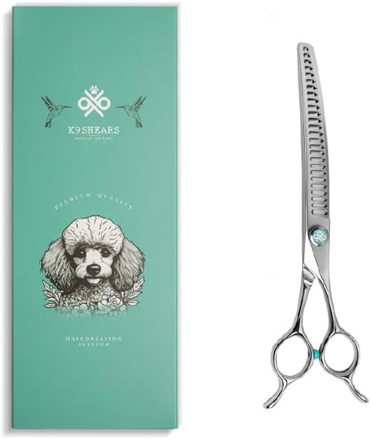 7.5” Curved Dog Grooming Chunker Scissors – 26 Teeth, VG10 Japanese Steel Professional Pet Shears for Cats & Dogs, Lightweight, Ergonomic, Handcrafted | Thinning Rate 70% | K9 Shears