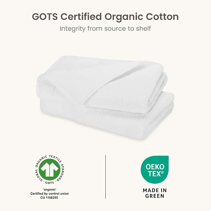 BIOWEAVES 100% Organic Cotton Bath Sheet Set of 2 | Soft Oversized Bath Towels | 700 GSM Premium Bath Towel Sheet Set GOTS Certified - White