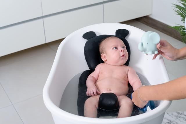 Babu Baby Bath Support Pillow, Ergonomic Design, Quick-Drying Fabric, Available in 5 Colors (Midnight Black), Pillow Only (Bath Sold Seperately)