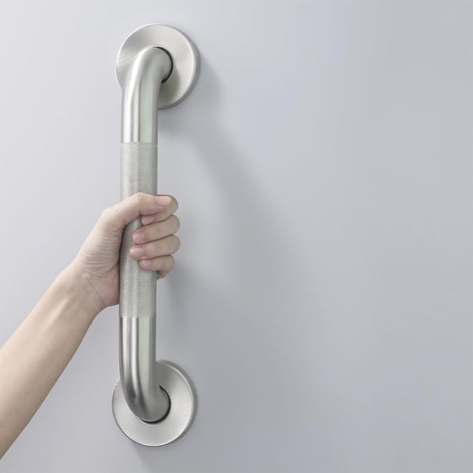 Textured Handicap Grab Bar for Shower, Shower Handles for Elderly, Shower Grab Bars for Seniors with Concealed Screws (Brushed Nickel)