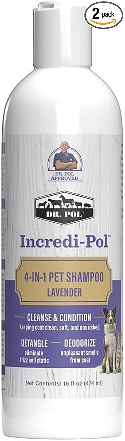 Dr. Pol Incredi-Pol 4-in-1 Pet Shampoo | Cleanse, Condition, Detangle & Deodorize | Luxurious Grooming for a Soft, Silky Coat | Lavender | 16 oz