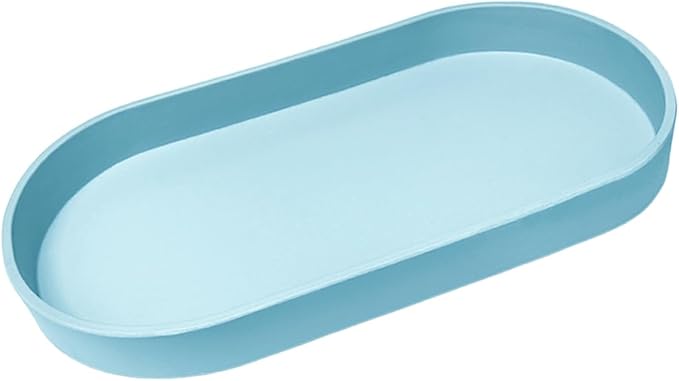 Blue Small Tray (11.8 inch), Oval Tray, Countertop Organizer | for Kitchen Counter, Bathtub Bathroom Vanity Items, Coffee Accessory, Bar, Serving Seasoning, Salt and Pepper, Soap, Perfume.