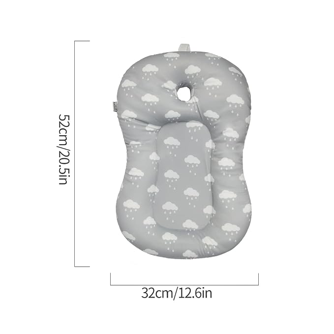 KAKIBLIN Baby Bath Mat, Baby Bath Cushion Soft Anti-Slip Pad 0-6 Month Toddler Pillow (Cloud)