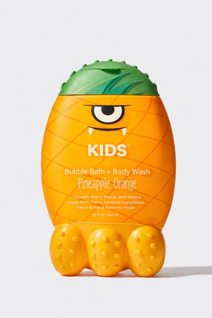Raw Kids 2-in-1 Bubble Bath/Body Wash Sugar, Scent: Pineapple Orange (Gently Cleanse, Hydrate and Leave Skin Feeling Naturally Soft and Squeaky Clean. for Ages 3 Years and up) 12oz