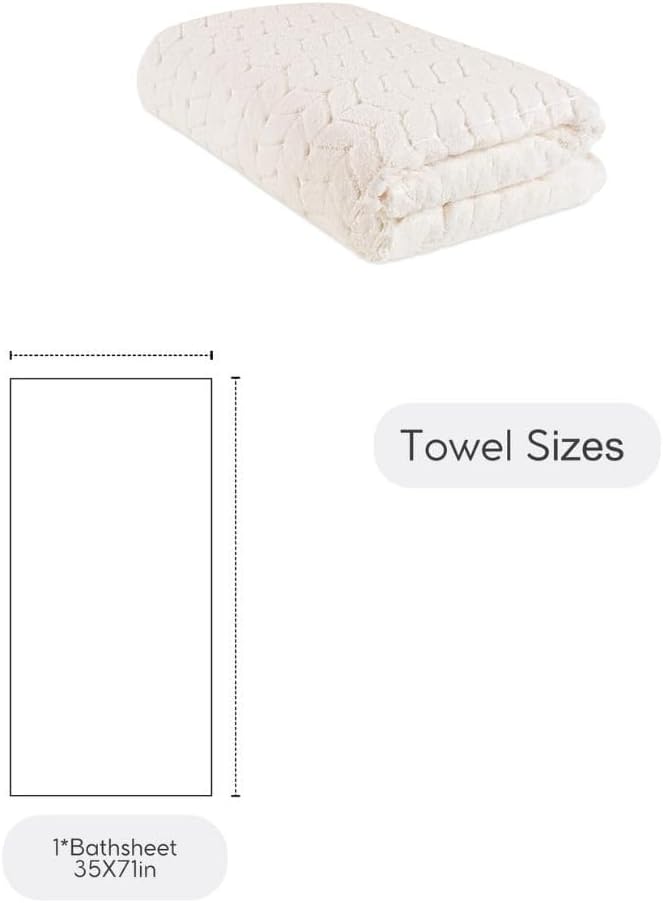 BAGNO MILANO Turkish Cotton Bath Towels, Hand Towels - Soft Plush Jacquard Collection - Highly Absorbent Towel Set (Cream, Bath Sheet 35x70)