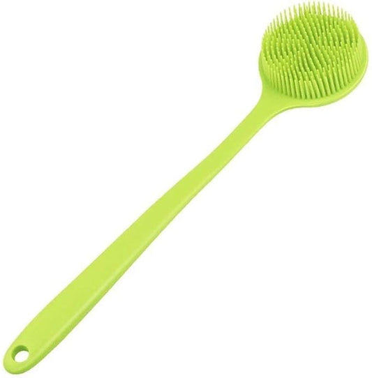 Long Handle Silicone Body Scrubber for Shower, Dual-Sided Back Scrubber Brush with Soft Bristles&Massage Nodes, Exfoliating Bath Brush for Hard to Reach Areas, Easy to Clean & Quick Dry, for Daily Use