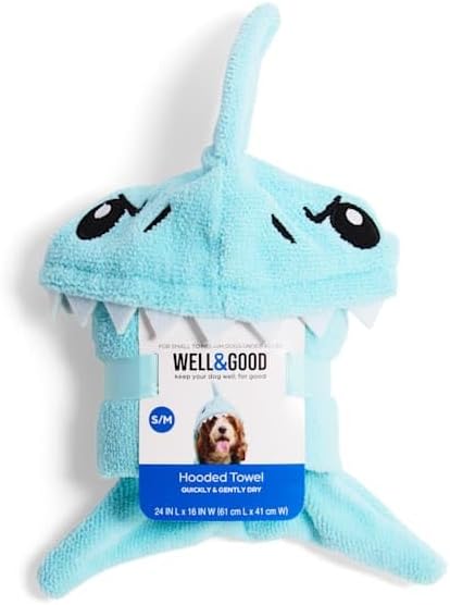 Well & Good by Petco Chracter Robe Shark Dog Towel Small/Medium