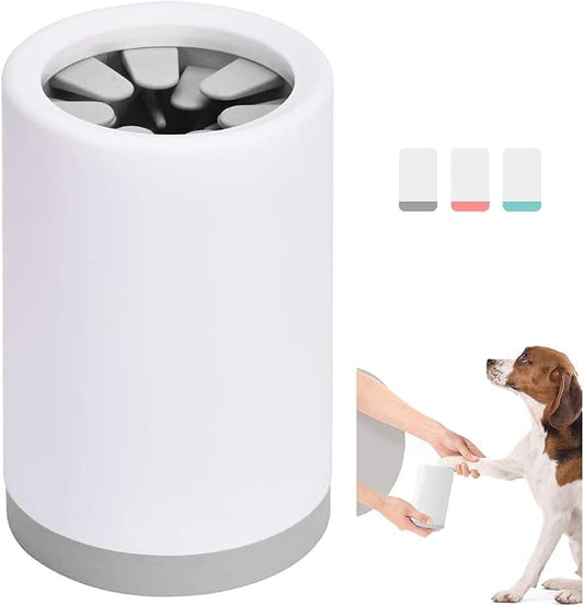 Dog Paw Cleaner, Portable Pet Paw Cleaner,Dog Foot Washer Massager, Comfortable Silicone Pet Cleaning Brush Cup with Towel for Dogs Cats Massage Grooming Dirty Claws (L, Gray)