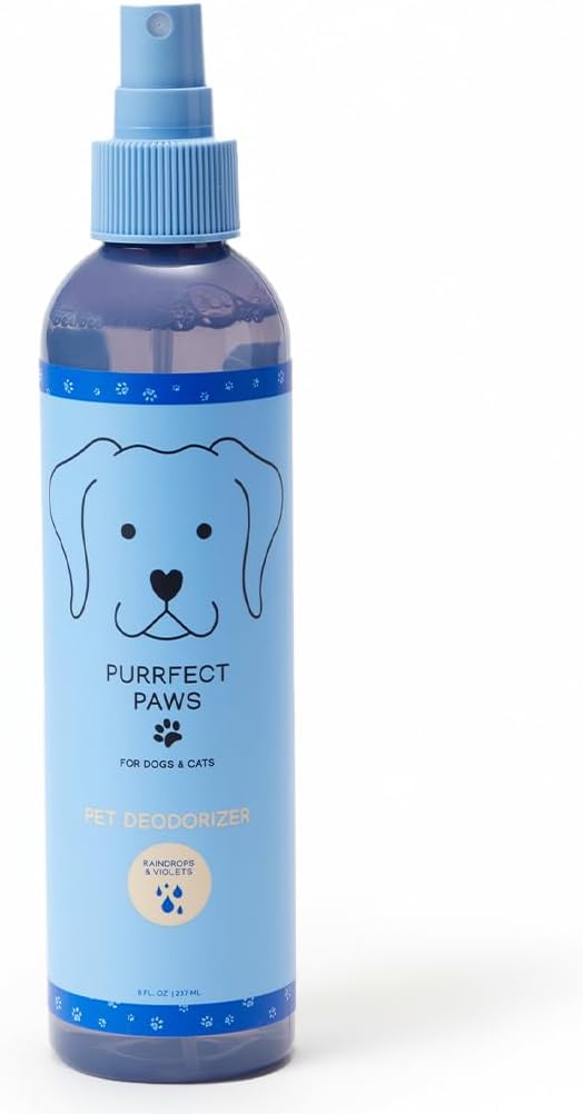Purrfect Paws Pet Odor Neutralizing Air and Fabric Spray — Pet-Safe Deodorizer with Zinc Salt — Vegan and Cruelty-Free — Fresh Rain & Wild Violet Scent – Made in USA