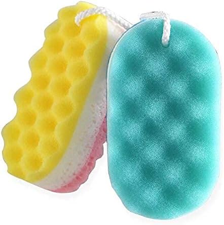Pack of 3 Exfoliating Foam Sea Sponge Natural Feel Soft Bath Sponge Body Shower Sponges for Women Men (Extra Large Size)