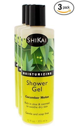 ShiKai Daily Moisturizing Shower Gel (Cucumber Melon, 12oz, Pack of 3) | Gentle Formula | Aloe Vera & Oatmeal for Soft, Healthy Skin | Dry Skin Relief