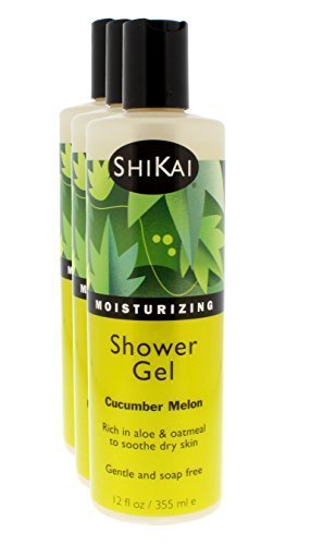 ShiKai Daily Moisturizing Shower Gel (Cucumber Melon, 12oz, Pack of 3) | Gentle Formula | Aloe Vera & Oatmeal for Soft, Healthy Skin | Dry Skin Relief