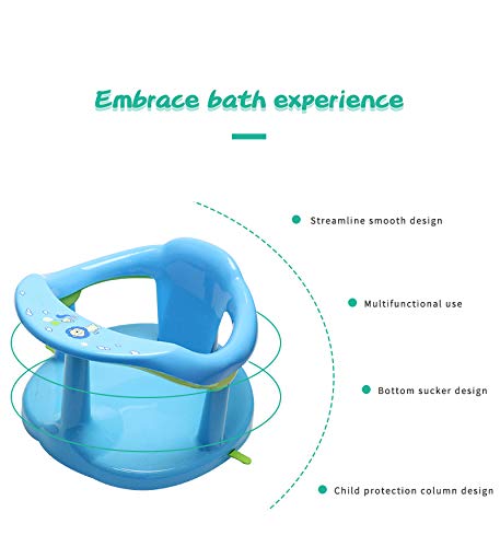 Newborn Infant Baby Bath Seat, Non-Slip Infants Baby Bath Chair for Bathtub, Cute Shape Baby Shower Chairs for Tub Sitting up, Surround Bathroom Seats for Baby 6-18 Months (Blue)