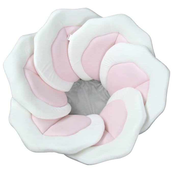 Baby Bath Pad for Infants & Newborns — Soft Petal Shape Bathtub & Sink Support Mat, Plush Washable Baby Bath Cushion, Safe & Comfortable Shower Essential Gift (31", Pink)