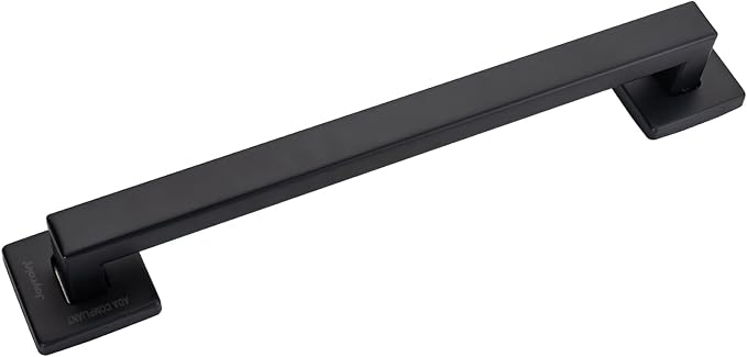 Joyrain ADA Square Grab Bar 16/24/32 Inch - 500lb Capacity Safety Rail for Elderly, Non-Slip Bathroom Handle (Matte Black, 12 inch)