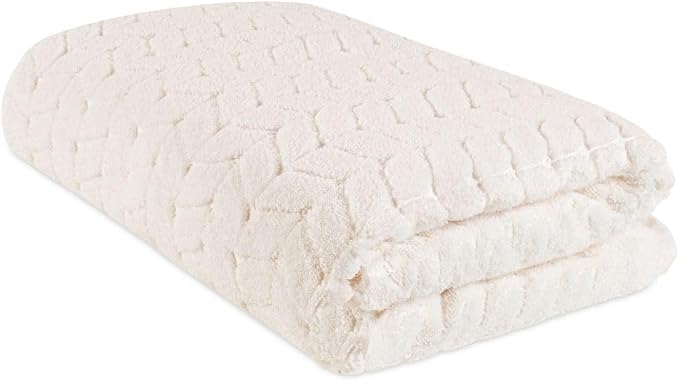 BAGNO MILANO Turkish Cotton Bath Towels, Hand Towels - Soft Plush Jacquard Collection - Highly Absorbent Towel Set (Cream, 2 pcs Bath Towel Set)
