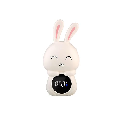 Baby Bath Thermometer, Digital Tube Floating Thermometer, Temp Warning Water Temperature Thermometer, Cute Cartoon Water Temperature Monitoring for Newborns, Infants (Bunny White)