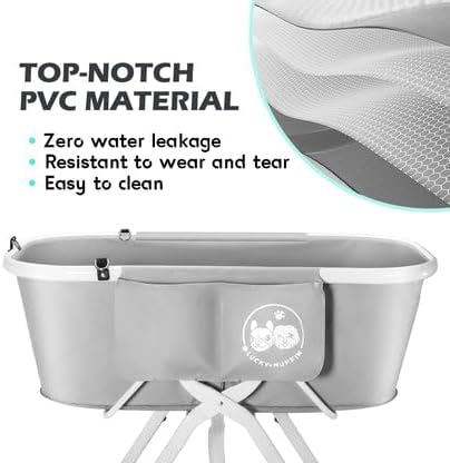 Premium Elevated Portable & Foldable Dog Bathtub – 5 Adjustable Heights for Back-Friendly Grooming. Portable Indoor/Outdoor Pet Washing Station, Supports Small & Medium Dogs, Cats