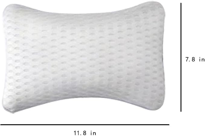 Bath Pillow for Tub – Neck Support Pillow | White Bathtub Pillow with 2 Strong Suction Cups, Ideal for Hot Tubs & Relaxing Baths