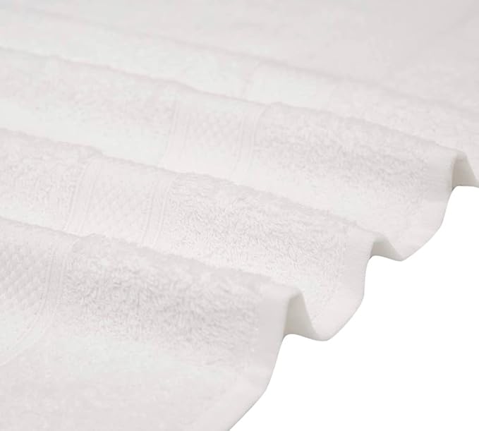 KAHAF COLLECTION 100% Cotton Bath Towel Set, White 24x48 Pack of 6 Towels, Quick Dry, Highly Absorbent, Soft Feel Towel, Gym, Spa, Bathroom, Shower, Pool, Luxury Soft Towels Light-Weight