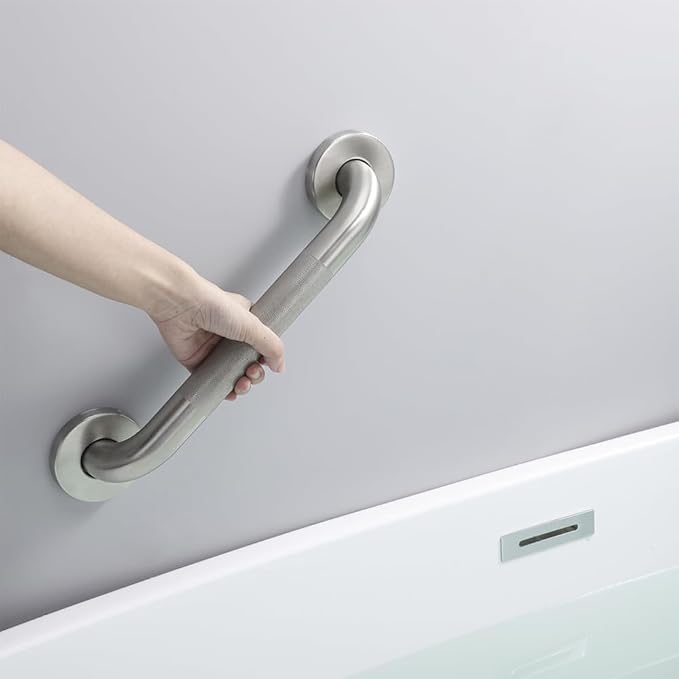 Textured Handicap Grab Bar for Shower, Shower Handles for Elderly, Shower Grab Bars for Seniors with Concealed Screws (Brushed Nickel)