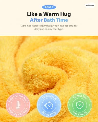 PETHROOM Ultra Absorbent Pet Towel | Quick-Drying, Soft Microfiber Dog & Cat Bath Towel | Lightweight, Durable, Fast Water-Soaking | Ideal for All Breeds (Medium) 15.7" x 31.5" (Pack of 2)