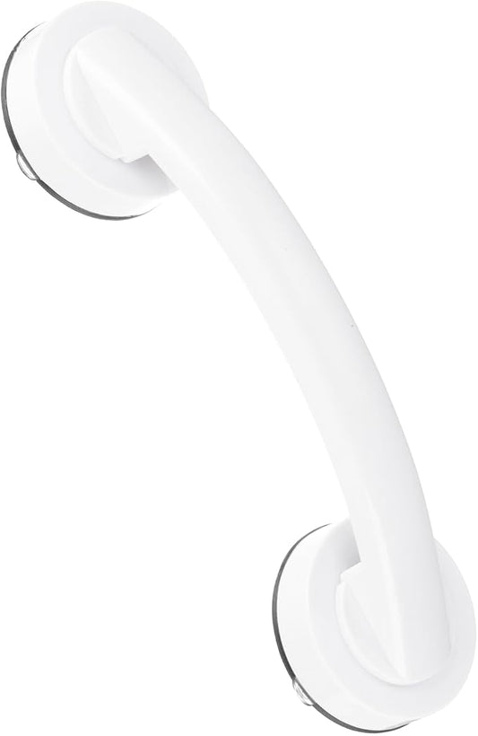 uxcell Grab Bars for Bathtubs and Showers, 9.1" Mirror Glass Door and Window Handles Powerful Shower Suction Cup Anti-Slip Safety Bars for Senior Shower Chairs White
