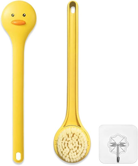 Tuklye Bath Brush, Softer bristles, Long Handle, Suitable for Children Aged 3-12, Cleaning Sweat Stains and Beauty Bath, Wet or Dry Brush, Bath Brush (14 inch, Lemon Yellow)