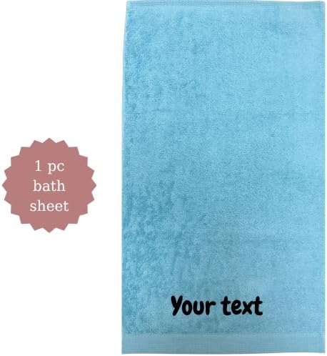 Personalized Towels - Customized Turkish Bath Sheet Oversized - Custom Cotton Towel - Monogrammed Towels with Initials Name Embroidery (Sea Glass, Bath Sheet Oversized 1pc)