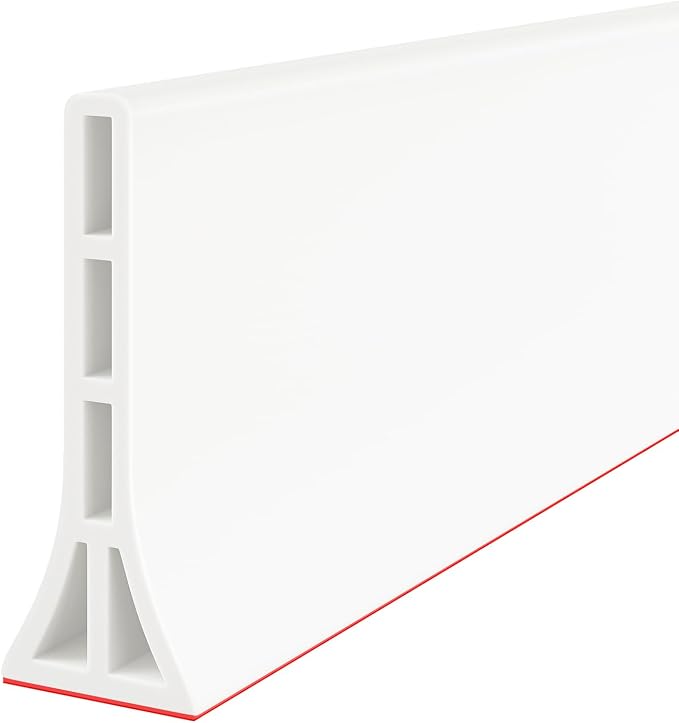3.8'' High Shower Threshold Water Dam 39 Inch Collapsible Self Adhesive Shower Water Splash Guard Shower Water Blocker Wet and Dry Separation for Bathroom (67 Inch, White)