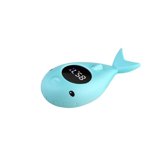 Baby Bath Thermometer, Digital Tube Floating Thermometer, Temp Warning Water Temperature Thermometer, Cute Cartoon Water Temperature Monitoring for Newborns, Infants (Whale Light Green)