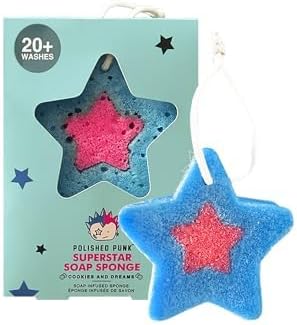 All-Natural Soap-Infused Sponge for Kids and Tweens Body Wash, Gentle on Skin, 20+ Uses (Cookies and Dreams)