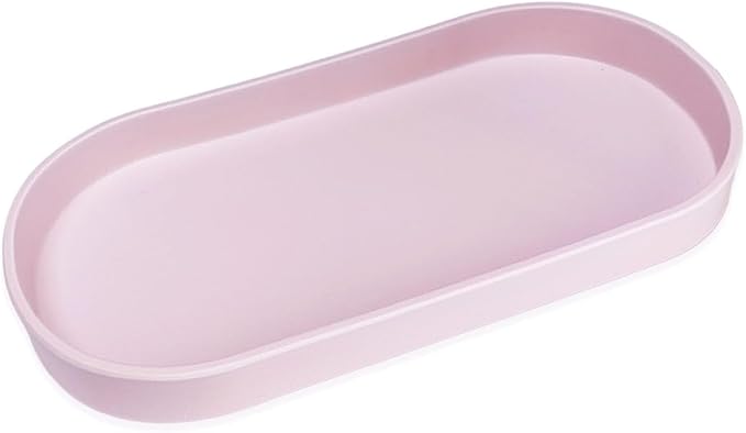 Pink Small Tray (11.8 inch), Oval Tray, Countertop Organizer | for Kitchen Counter, Bathtub Bathroom Vanity Items, Coffee Accessory, Bar, Serving Seasoning, Salt and Pepper, Soap, Perfume.