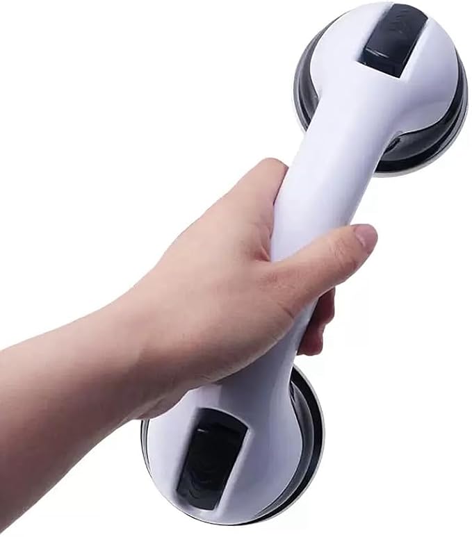 Suction Grab Bars for Shower, Safety Handle Support for Bathroom (1, Black, 12in)