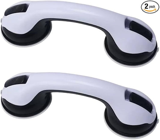 2Pcs Suction Grab Bars for Shower, Safety Handle Support for Bathroom (2, Black, 12in)