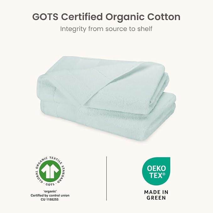 BIOWEAVES 100% Organic Cotton Bath Sheet Set of 2 | Soft Oversized Bath Towels | 700 GSM Premium Bath Towel Sheet Set GOTS Certified - Seafoam
