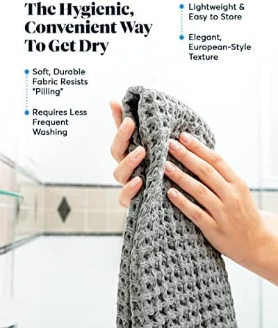 SUTERA Silverthread Bath Towel | Antimicrobial Towel with Silver Ion Technology | Waffle Weave Design, Plush, Lightweight, and Quick-Drying for Everyday or Spa Use | 16" x 30" (Grey)