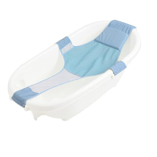 Baby Bath Seat Support Net, Soft Bathtub Sling Mesh, Infant Bathing Pillow for Tub, First Year Bath Time Needs, with Backrest Adjustable Latch, for Newborn Boy Girl to Toddler