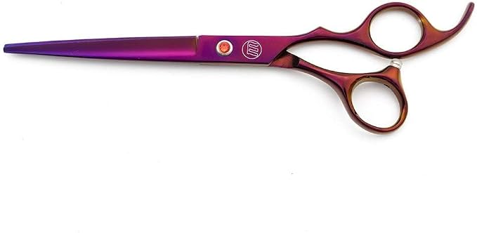 Moontay Professional 7.0" Dog Grooming Scissors Set, 4-pieces Straight, Upward Curved, Downward Curved, Thinning/Blending Shears for Dog, Cat and Pets, JP Stainless Steel, Purple