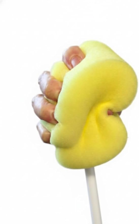 Rehabilitation Advantage Long Handle Bath Sponge – 18" Extra Long Handle, 5" x 2” Soft Yellow Sponge | Personal Hygiene & Mobility Aid for Seniors, Disabled, or Limited Reach