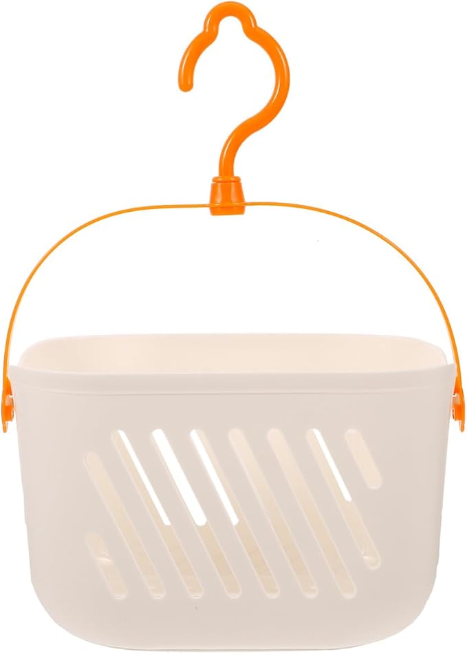DOITOOL Kitchen Hanging Basket with Hook Plastic Storage Organizer for Shower Bathroom and Kitchen Rotatable Hook and Drainage Design for Ginger Garlic Vegetable Storage 9X5.5X5 Inches